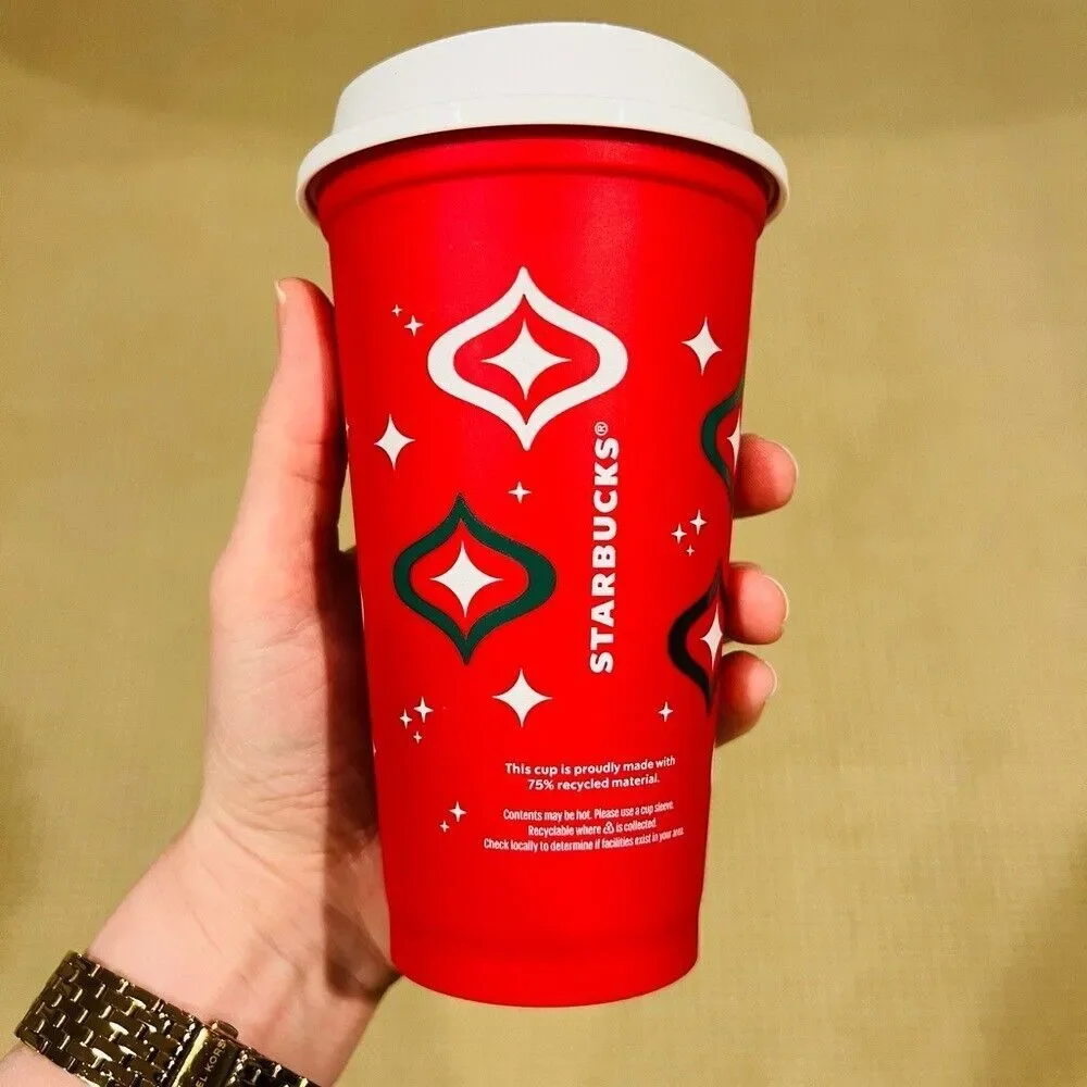 Starbucks Holiday 2023 Reusable Coffee Cups & Lids (Set of 2)